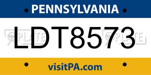 LDT8573 Pennsylvania License Plate