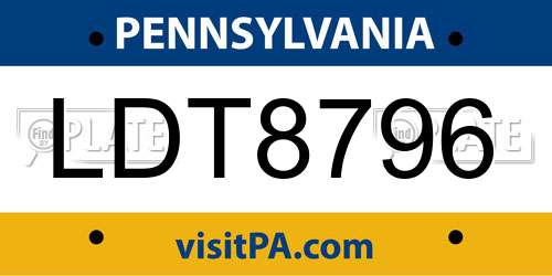 LDT8796 Pennsylvania License Plate