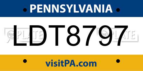 LDT8797 Pennsylvania License Plate