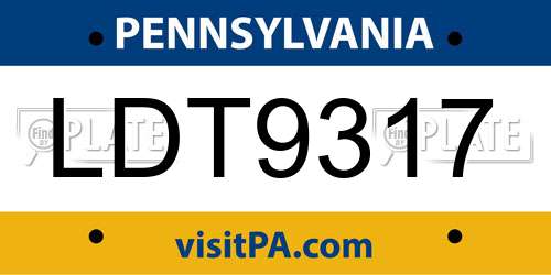 LDT9317 Pennsylvania License Plate