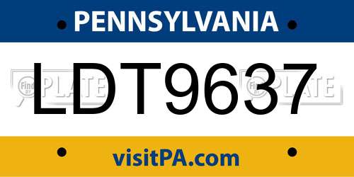 LDT9637 Pennsylvania License Plate