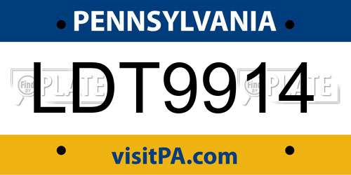 LDT9914 Pennsylvania License Plate