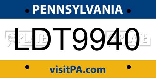 LDT9940 Pennsylvania License Plate