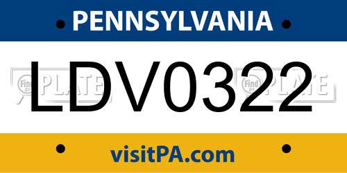 LDV0322 Pennsylvania License Plate
