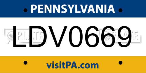 LDV0669 Pennsylvania License Plate