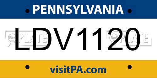 LDV1120 Pennsylvania License Plate