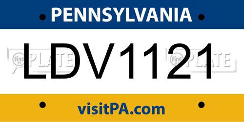 LDV1121 Pennsylvania License Plate
