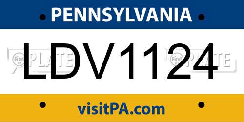 LDV1124 Pennsylvania License Plate