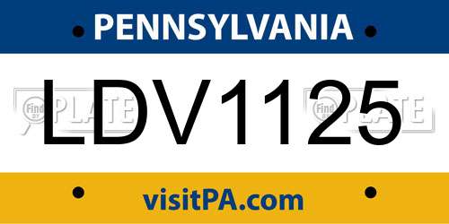 LDV1125 Pennsylvania License Plate