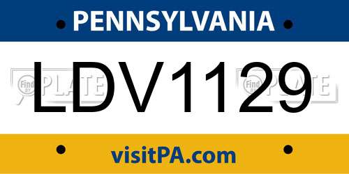 LDV1129 Pennsylvania License Plate
