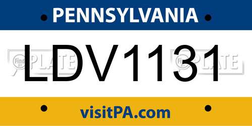 LDV1131 Pennsylvania License Plate