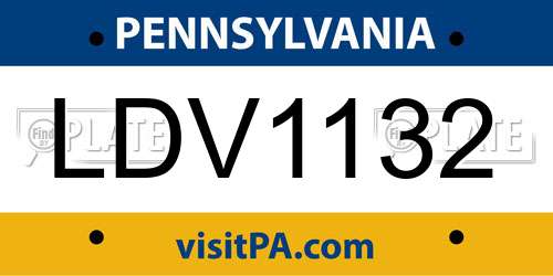 LDV1132 Pennsylvania License Plate