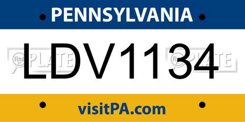 LDV1134 Pennsylvania License Plate