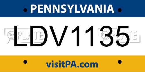 LDV1135 Pennsylvania License Plate