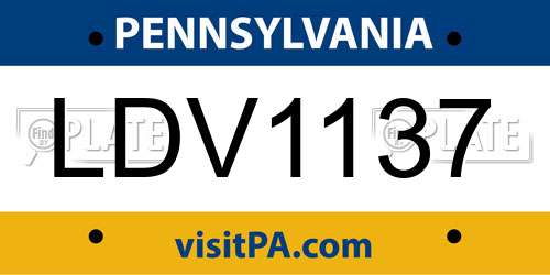 LDV1137 Pennsylvania License Plate
