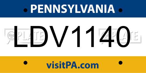 LDV1140 Pennsylvania License Plate