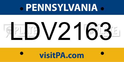 LDV2163 Pennsylvania License Plate