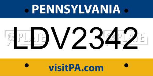 LDV2342 Pennsylvania License Plate