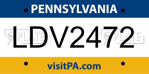 LDV2472 Pennsylvania License Plate