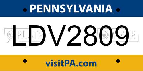 LDV2809 Pennsylvania License Plate