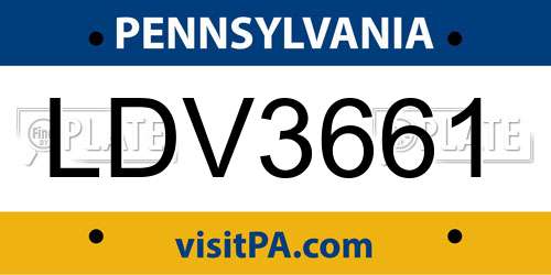 LDV3661 Pennsylvania License Plate
