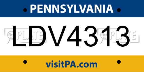 LDV4313 Pennsylvania License Plate