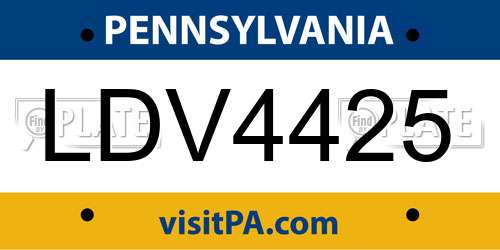 LDV4425 Pennsylvania License Plate