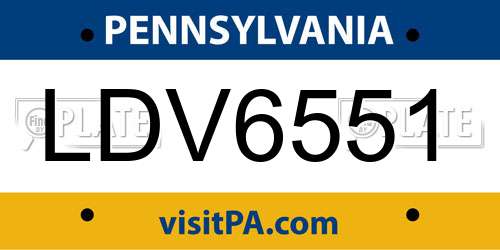 LDV6551 Pennsylvania License Plate
