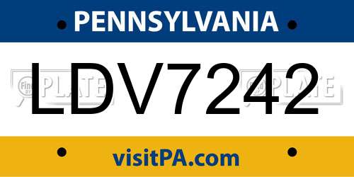 LDV7242 Pennsylvania License Plate