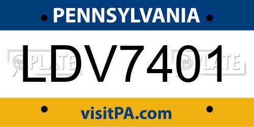 LDV7401 Pennsylvania License Plate