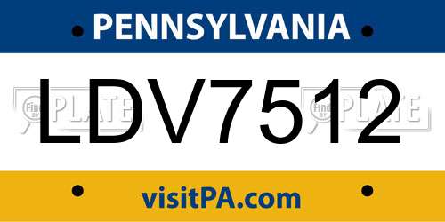 LDV7512 Pennsylvania License Plate