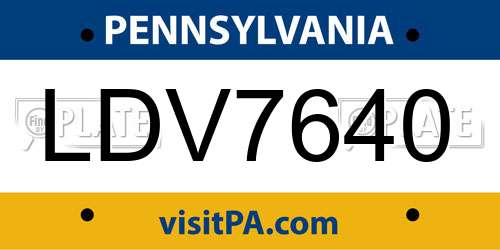 LDV7640 Pennsylvania License Plate