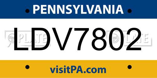 LDV7802 Pennsylvania License Plate