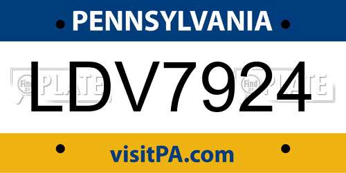 LDV7924 Pennsylvania License Plate