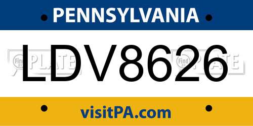 LDV8626 Pennsylvania License Plate