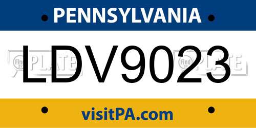LDV9023 Pennsylvania License Plate