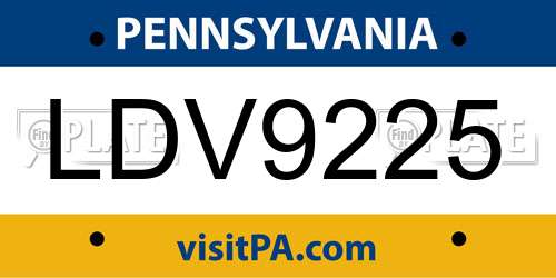 LDV9225 Pennsylvania License Plate