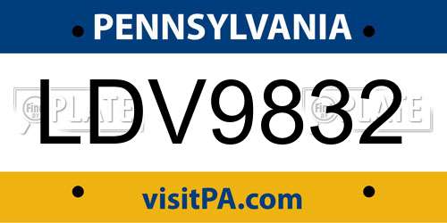 LDV9832 Pennsylvania License Plate