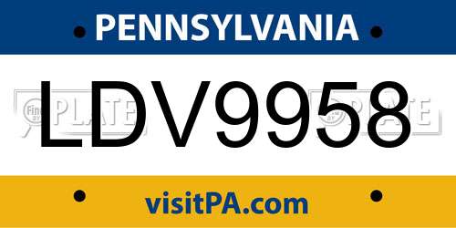 LDV9958 Pennsylvania License Plate