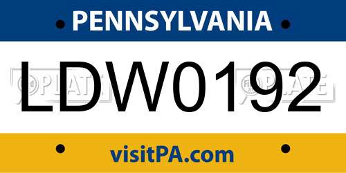 LDW0192 Pennsylvania License Plate