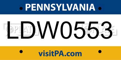 LDW0553 Pennsylvania License Plate