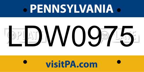 LDW0975 Pennsylvania License Plate