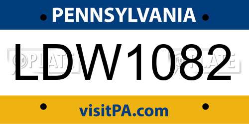 LDW1082 Pennsylvania License Plate