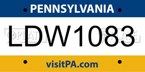LDW1083 Pennsylvania License Plate
