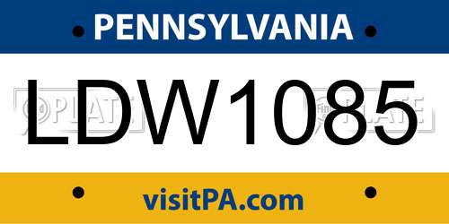 LDW1085 Pennsylvania License Plate