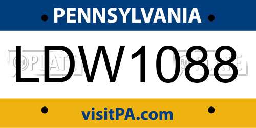 LDW1088 Pennsylvania License Plate