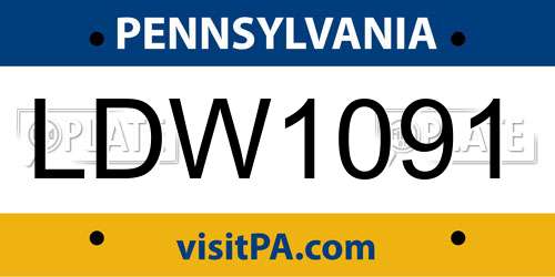 LDW1091 Pennsylvania License Plate