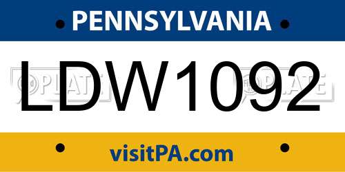 LDW1092 Pennsylvania License Plate