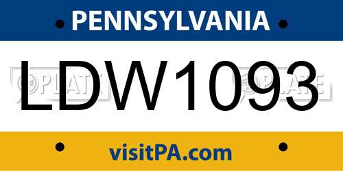 LDW1093 Pennsylvania License Plate