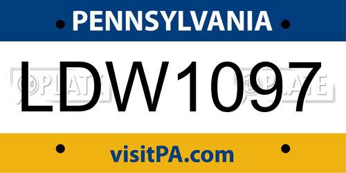 LDW1097 Pennsylvania License Plate